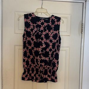 Anne Klein Black and Pink Ruffled Blouse